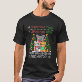 Camiseta Enfeites de natal De Árvore Feia De Gatos Ani
