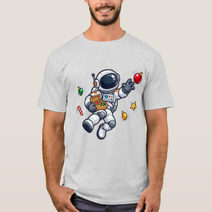 Camiseta Enfeites de Natal de Astronauta Flutuante