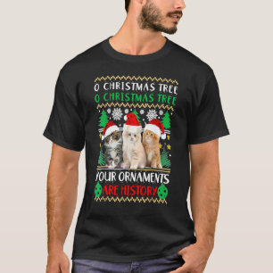 Camiseta Enfeites de Natal de Gatos Família de Pijama Combi