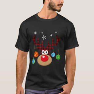 Camiseta Enfeites de natal De Renas De Xadrez De Buffalo Sn