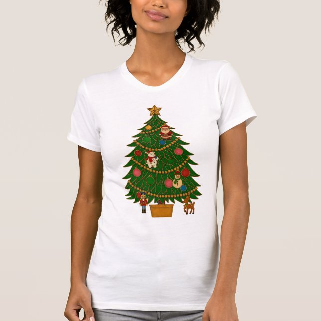 Camiseta Enfeites de Natal em forma de Personagens em Arte  (Frente)