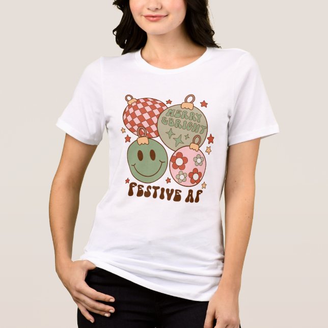 Camiseta Enfeites de natal Festivo AF Retroinspirado (Frente)