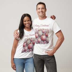 Camiseta Enfeites de natal Impressionistas Whimsical Rosa