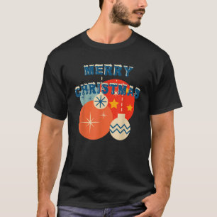 Camiseta Enfeites de Natal Retro Meados do Século Inverno H