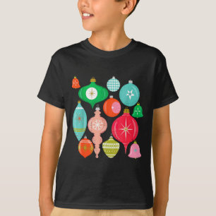 Camiseta Enfeites de Natal Retro Modernos de Meados do Sécu