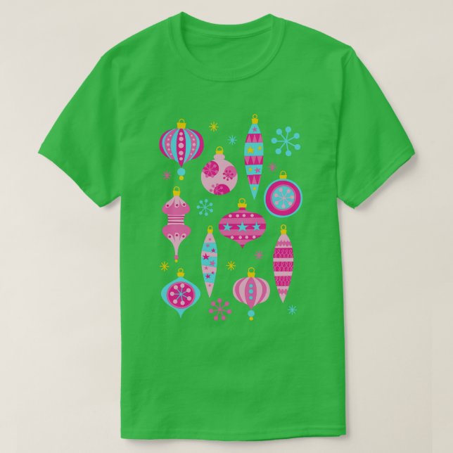 Camiseta Enfeites de natal retrorreflectores cor-de-rosa mo (Frente do Design)