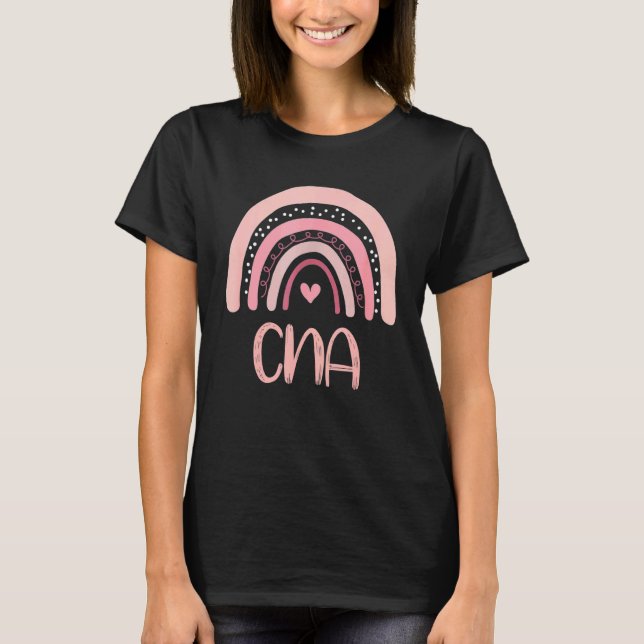 Camiseta Enfermagem Certificada de Arco-Íris Cna Cute Boho  (Frente)