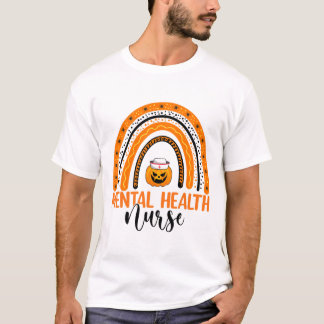 Camiseta Enfermagem Halloween Pumpkin Rainbow Mental Health