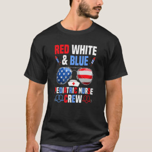 Camiseta Enfermeira 4 de julho Vermelho Branco Azul Enferme