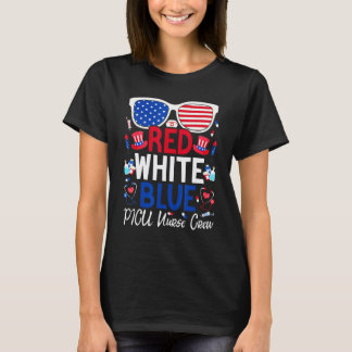 Camiseta Enfermeira 4 de Julho Vermelho Branco Azul Picu En