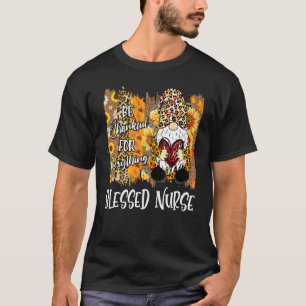 Camiseta Enfermeira Abençoada Gnome Grato Outono Família Aç