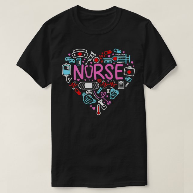 Camiseta Enfermeira Adorando Estudante RN Life Obrigado Pre (Frente do Design)