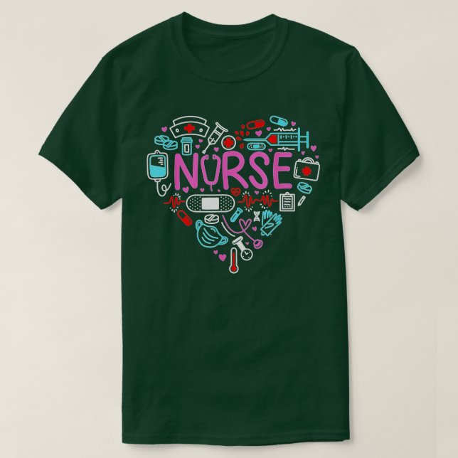 Camiseta Enfermeira Adorando Estudante RN Life Obrigado Pre (Frente do Design)