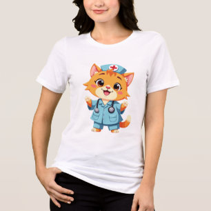 Camiseta Enfermeira Adorável de Gato para Amantes de os ani