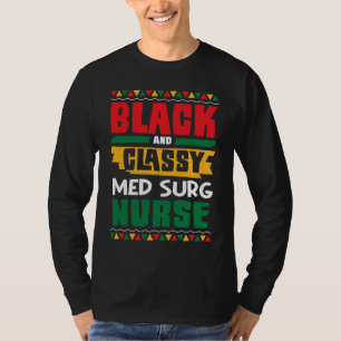 Camiseta Enfermeira Afro-Americana Preta e Elegante de Med