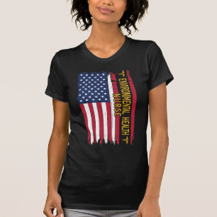 Camiseta Enfermeira Ambiental Bandeira Americana