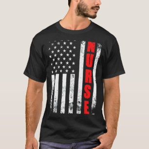Camiseta Enfermeira American Flag Patriótico Usa Stethoscop