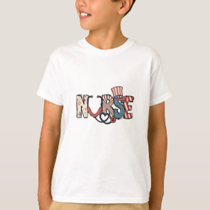 Camiseta Enfermeira Americana 4 de julho Patriótica EUA Fla