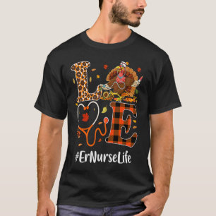 Camiseta Enfermeira Amor Ação de Graças Leopardo Stethoscop