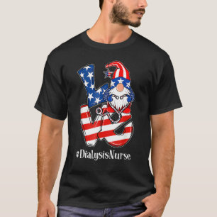 Camiseta Enfermeira Amor Gnomo Diálise Eua Bandeira Patriót