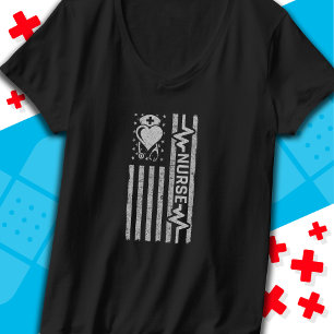 Camiseta Enfermeira Apreciação Hero Heart Life Bandeira Ame