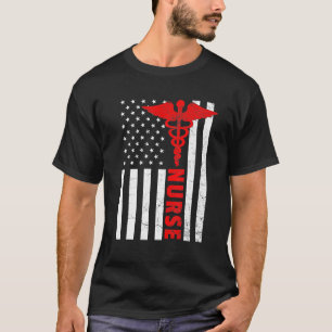 Camiseta Enfermeira Apreciação Presente Bandeira Americana 