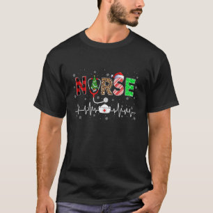 Camiseta Enfermeira Árvore de Natal Pijama Estetoscópio Enf