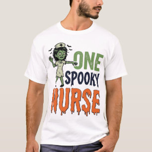 Camiseta Enfermeira Assustadora Desenho Vetorial Vintage Ha
