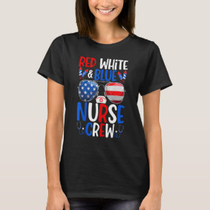 Camiseta Enfermeira Azul Vermelho Tripulação De Enfermeiros