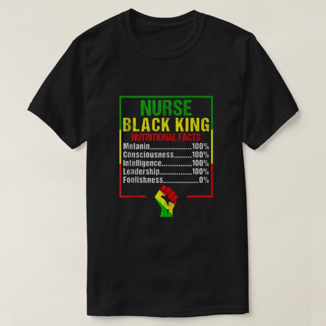 Camiseta Enfermeira Black King Fatos Nutricionais Black His (Frente do Design)