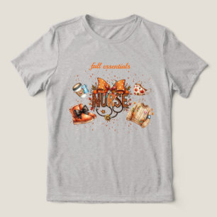 Camiseta Enfermeira Bonita com Laço de Outono Essenciais