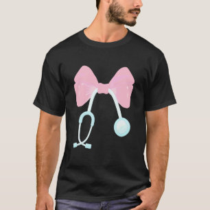 Camiseta Enfermeira Bonita Coquete Laço Estetoscópio Estéti