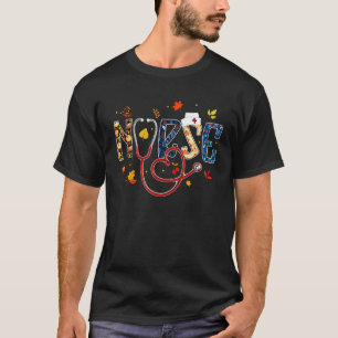 Camiseta Enfermeira Bonita Estetoscópio Outono Dia de Ação