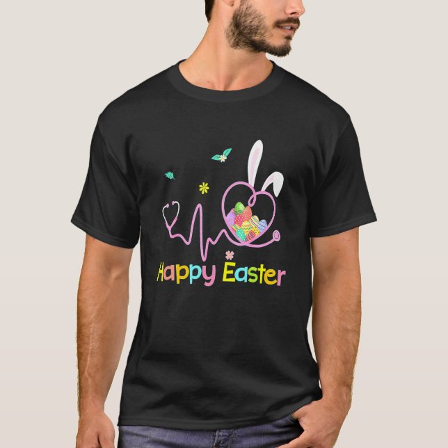 Camiseta Enfermeira Bunny Stethoscope Ovos de Felz pascoa C (Frente)