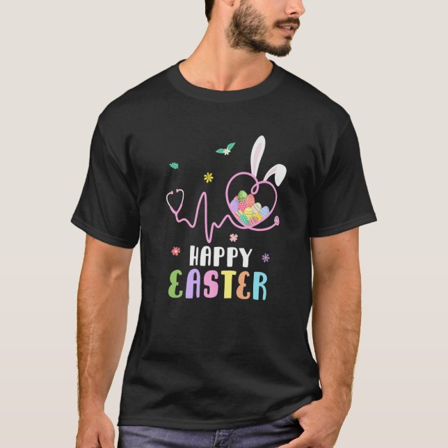 Camiseta Enfermeira Bunny Stethoscope Ovos de Felz pascoa C (Frente)