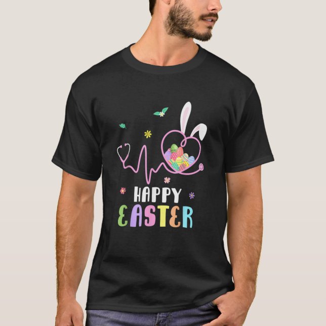 Camiseta Enfermeira Bunny Stethoscope Ovos de Felz pascoa C (Frente)