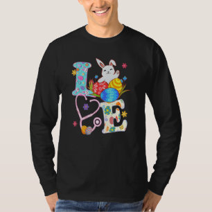 Camiseta Enfermeira Bunny Stethoscope Scrub Outfits Happy E