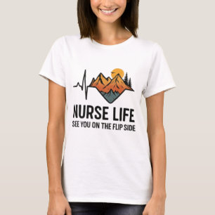 Camiseta Enfermeira Camisa-T - EKG Heartline Mountain Desig