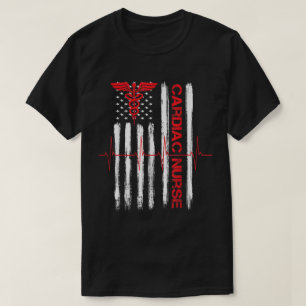 Camiseta Enfermeira Cardíaca Bandeira Americana Patriótic