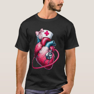 Camiseta Enfermeira Cardíaca com Laço Sedutor Cardiologia C
