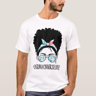Camiseta Enfermeira Cardíaca Negra Afro Mensageira Améric