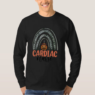 Camiseta Enfermeira Cardíaca Spooky Halloween Pumpkin Rainb