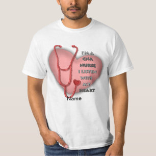 Camiseta Enfermeira CNA do Coração Vermelho