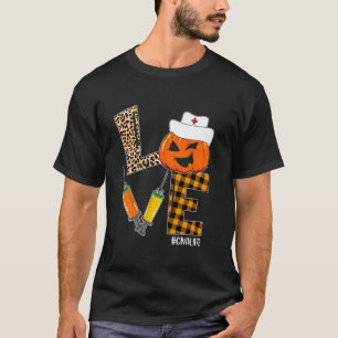 Camiseta Enfermeira CNA Halloween Abóbora Leopardo Amor Enf