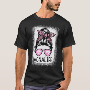 Camiseta Enfermeira Cna Vida Leopard Rosa Desbotado Coque D