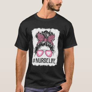 Camiseta Enfermeira CNA Vida Rosa Leopardo Mole Cabelo Malu