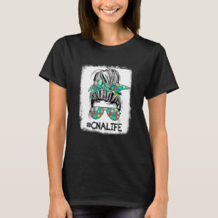 Camiseta Enfermeira Cna Vida Sangrada Azul Leopardo Mensage