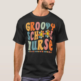 Camiseta Enfermeira Colorida Colorida Daisy de volta à esco