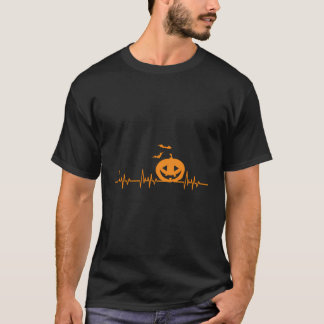 Camiseta Enfermeira com batimento cardíaco no Halloween de