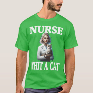 Camiseta Enfermeira com um lindo CatDesignCat DesignGaroto 